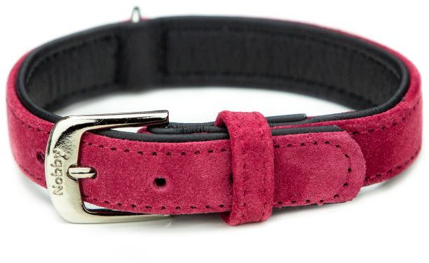 Nobby VELOURS obojek ze semišové kůže S 37cm malina 1 balení