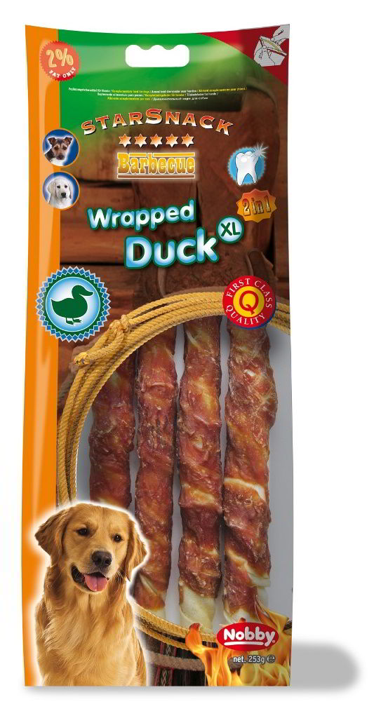 Nobby StarSnack Barbecue Wrapped Duck XL tyčinky 25cm / 253g 1 balení