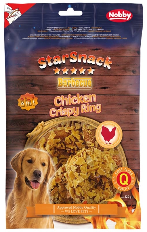 Nobby StarSnack BBQ pamlsky Kuřecí křupavé donuty 120g 1 balení