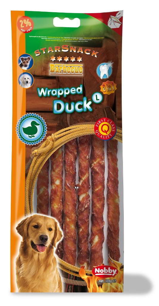 Nobby StarSnack Barbecue Wrapped Duck Large tyčinky 25cm / 128g 1 balení