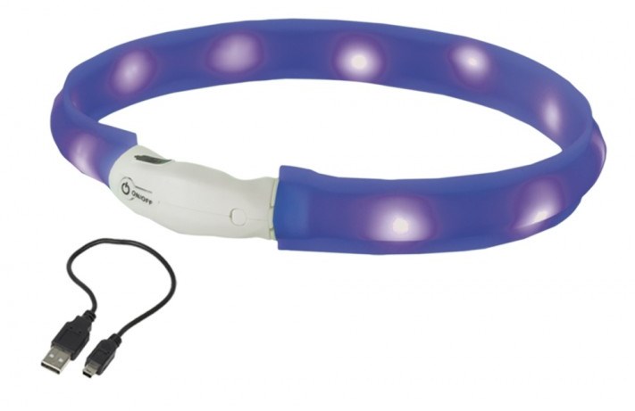 Nobby LED plochý svítící obojek pro psy modrý S 40cm 1 balení