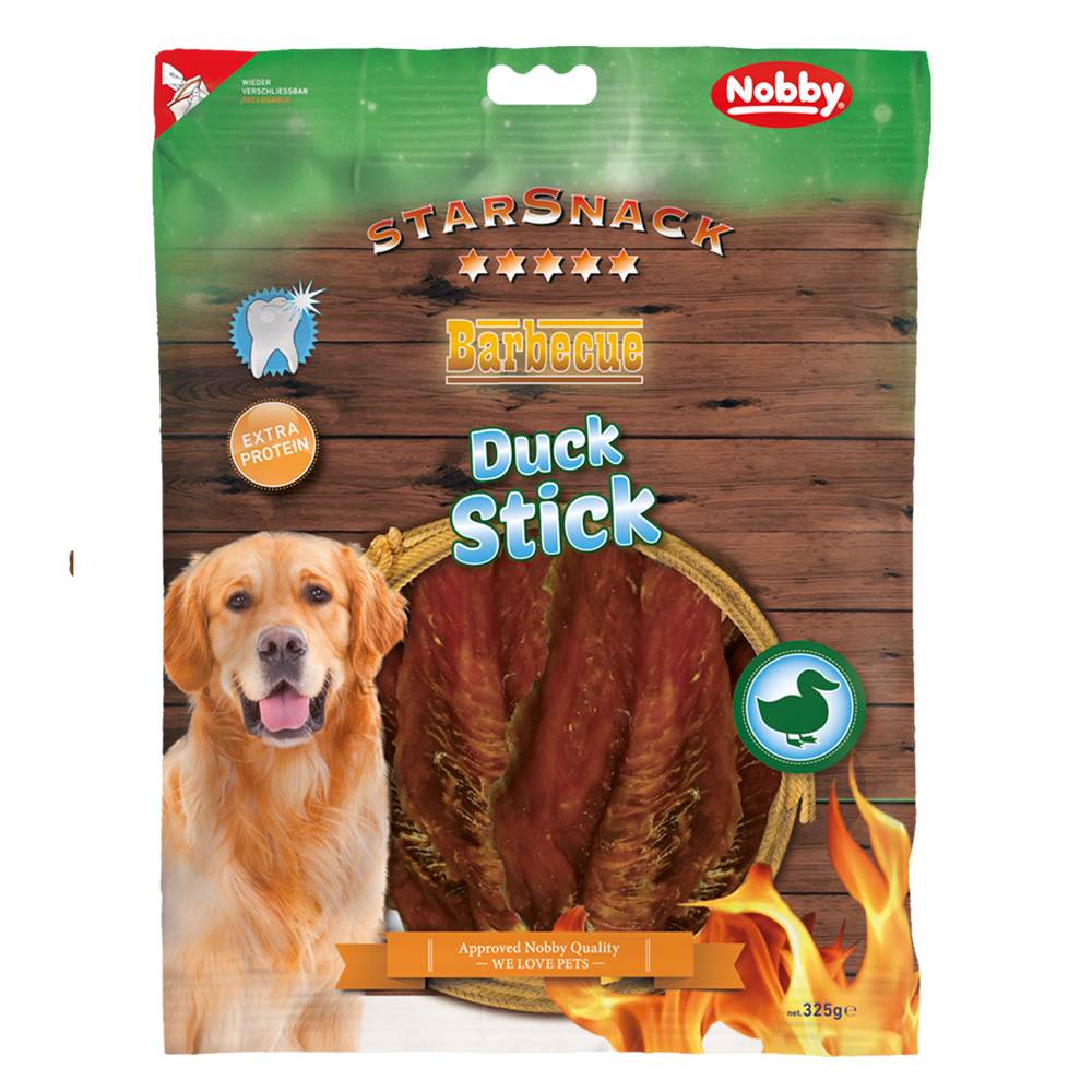 Nobby StarSnack BBQ tyčky s kachnou375 g 1 balení