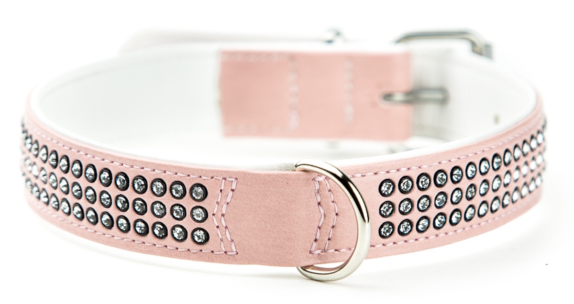 Nobby Crystal obojek se Swarovski krystaly M-L 47cm světle růžová 1 balení
