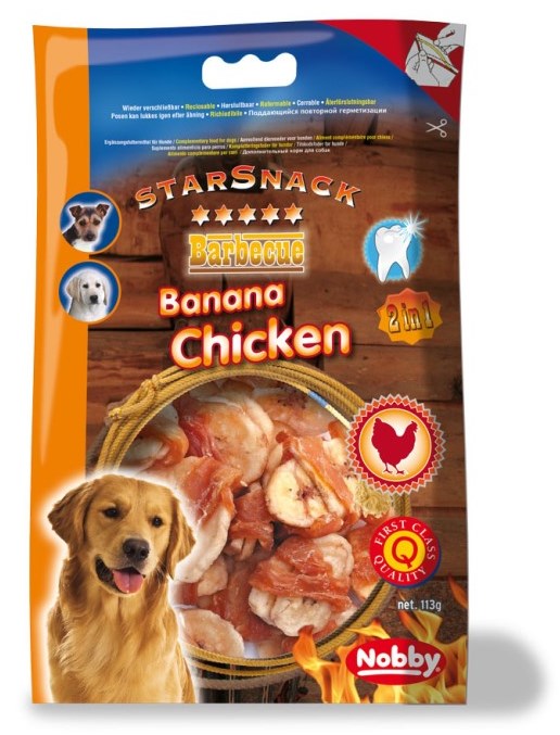 Nobby StarSnack BBQ Banana Chicken pamlsky 113g 1 balení