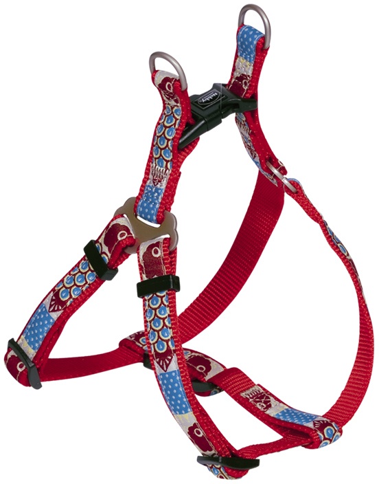 Nobby STYLE One Touch postroj červený nylon M 50-65cm 1 balení
