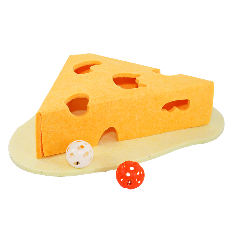 Nobby Plstěná hračka CHEESE s míčky, 36 x 34 x 8 cm 1 balení