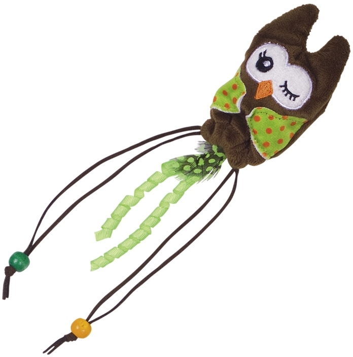 Nobby hračka pro kočky sova s dřevěnými korálky 25 cm 1 balení
